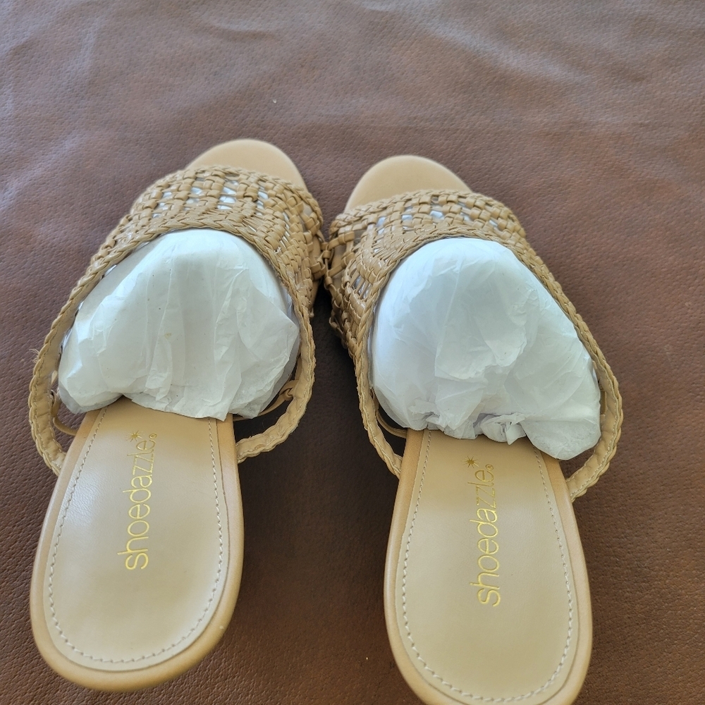 Gold Woven Slide Sandals - Picture 5 of 9